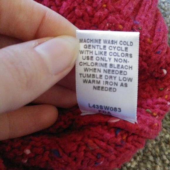 Cabela's Red Multicolor Bobble Knit Vneck Sweater - Picture 6 of 6